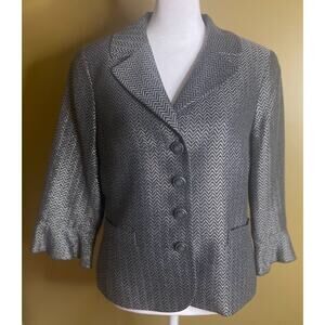 Doncaster Gray Herringbone Wool Blend Blazer Petite Size‎ 10